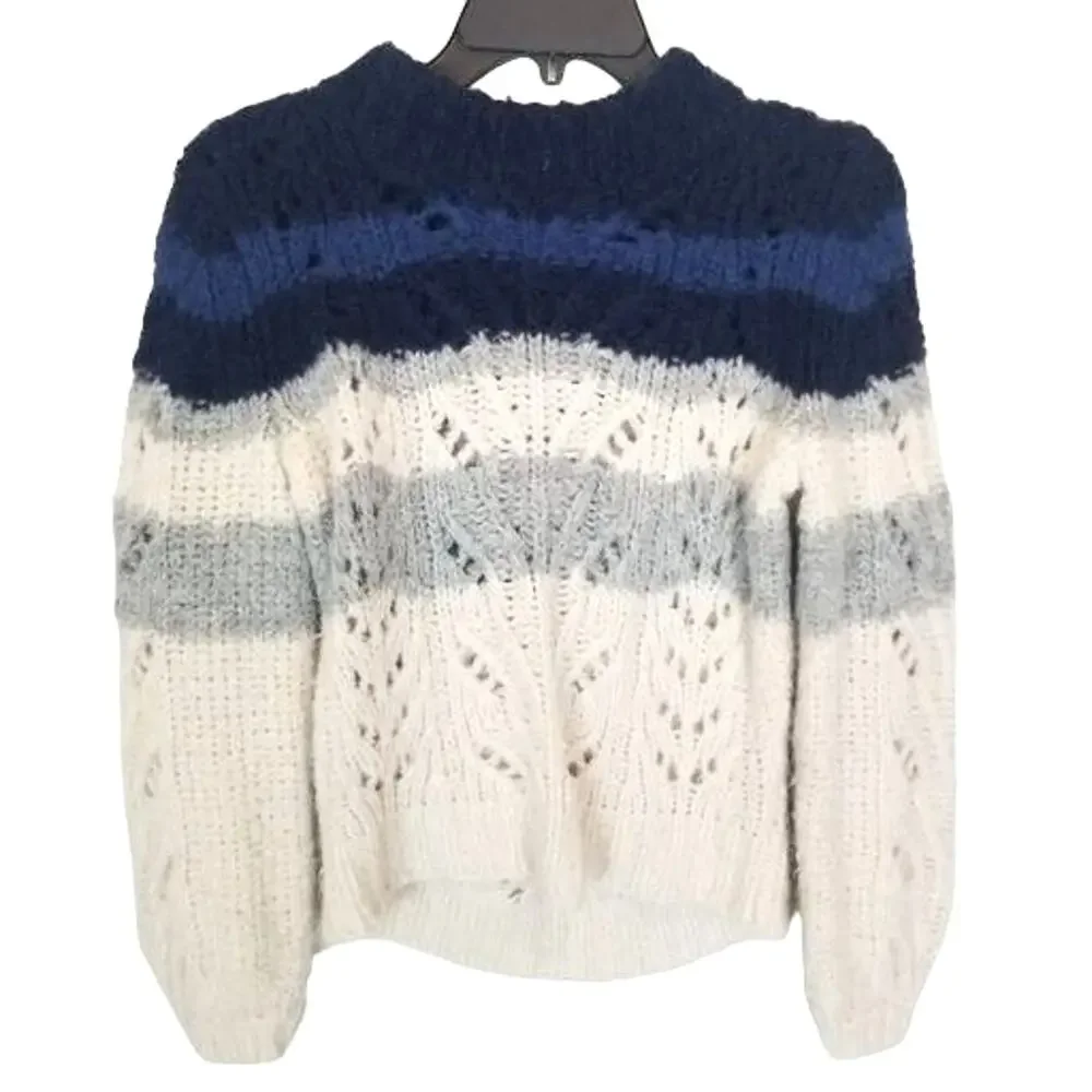 J. Crew Point Sur Womens Wool Alpaca Pointelle Knit Sweater S Cabin Colorblock